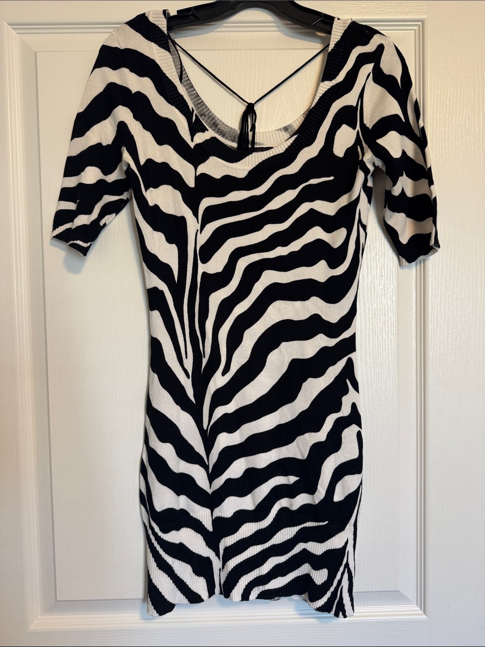 Black and White Zebra Print Knit Dress